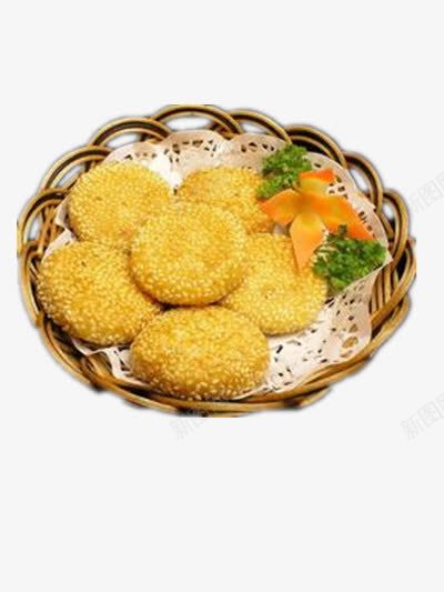 芝麻饼png免抠素材_新图网 https://ixintu.com 油炸物 油炸饼 甜食 白芝麻 篮子 食物
