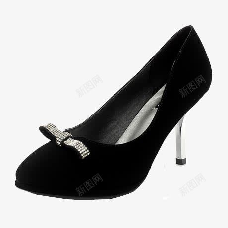 黑色高跟鞋png免抠素材_新图网 https://ixintu.com 中跟 产品实物 女款 女鞋 蝴蝶结装饰物