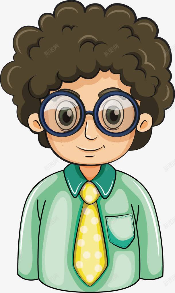 戴着圆框眼镜的男孩png免抠素材_新图网 https://ixintu.com 卡通 商务 圆框眼镜 彩色 手绘 男孩 简约