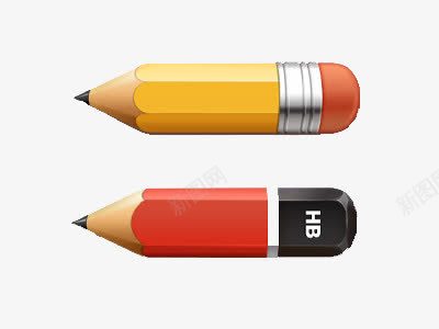 写字橡皮铅笔png免抠素材_新图网 https://ixintu.com 写字 橡皮铅笔 红色铅笔 铅笔 黄色铅笔
