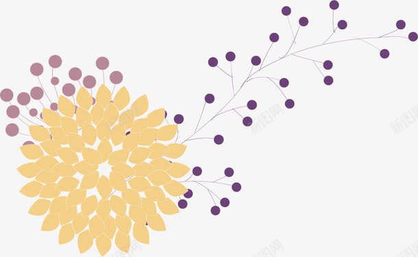 手绘黄色花图案png免抠素材_新图网 https://ixintu.com 矢量花图 花卉 花图案 黄花