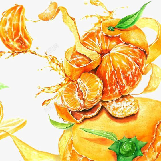 橘子png免抠素材_新图网 https://ixintu.com 创意水果 卡通橘子 橘子汁 水彩橘子 飞溅的橘子汁