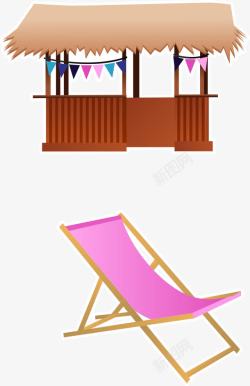 棕色躺椅小木屋高清图片