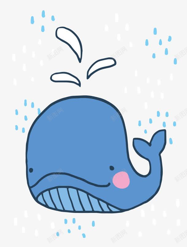 手绘蓝色鲸鱼png免抠素材_新图网 https://ixintu.com 手绘动物 海洋动物 背景装饰 蓝色 鲸鱼