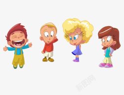 四个不同发型的卡通男孩女孩素材