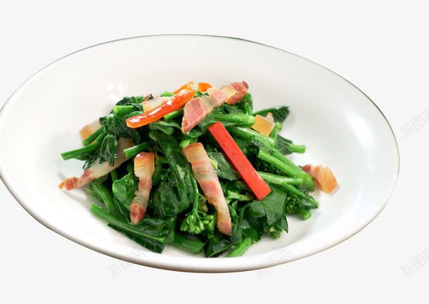 腊肉芥蓝苗png免抠素材_新图网 https://ixintu.com 产品实物 美食 腊肉 菜肴