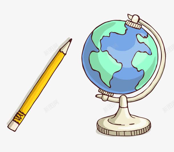 地球仪铅笔png免抠素材_新图网 https://ixintu.com 地球仪 学习用具 铅笔