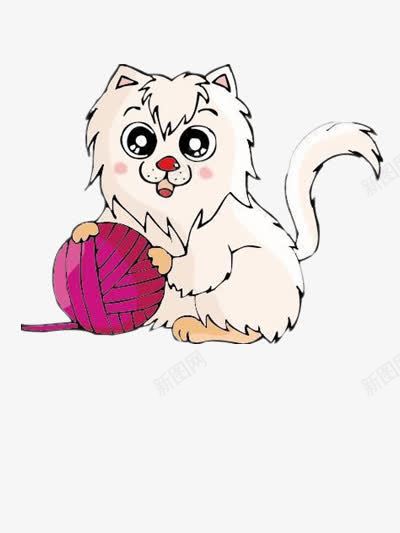 玩毛线球的波斯猫png免抠素材_新图网 https://ixintu.com 动物 卡通 图片 波斯猫插画 白色
