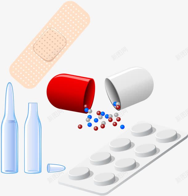 手绘胶囊png免抠素材_新图网 https://ixintu.com 创可贴 手绘 胶囊 药片