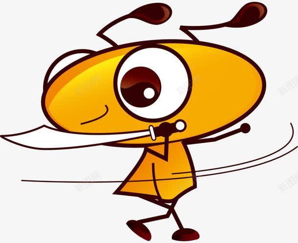 耍宝刀的黄色蚂蚁png免抠素材_新图网 https://ixintu.com 卡通 宝刀 蚂蚁 黄色