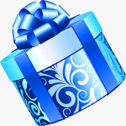 蓝色耀眼花纹的礼物盒素材