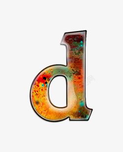 油彩肌理字母d素材