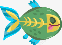 小鱼贴纸卡通可爱绿色小鱼动物贴纸矢量图高清图片