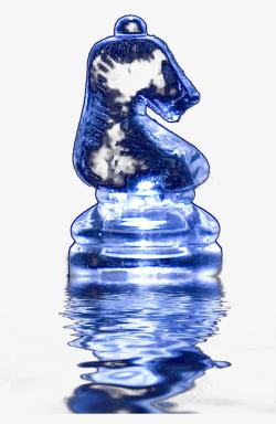 蓝色透明国际象棋棋子素材