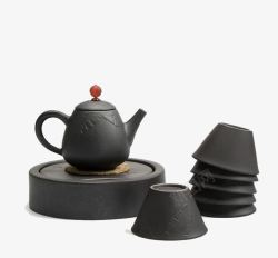 黑色陶瓷茶具茶艺用品素材