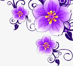 紫色唯美手绘花朵植物装饰素材