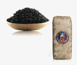竹篾包装藏茶中国黑藏茶高清图片