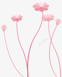 粉色半透明花卉装饰元素素材