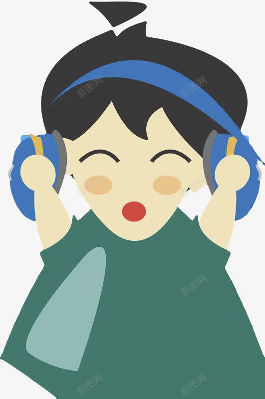 戴蓝色耳机的手绘人png免抠素材_新图网 https://ixintu.com 戴耳机的人 手绘 耳机 蓝色 陶醉