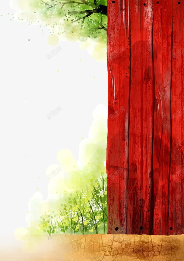 红色木门上的小女孩剪影png免抠素材_新图网 https://ixintu.com 女孩 女孩剪影 木门 红色剪影