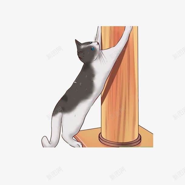 要爬柱子的猫png免抠素材_新图网 https://ixintu.com 手绘猫爪
