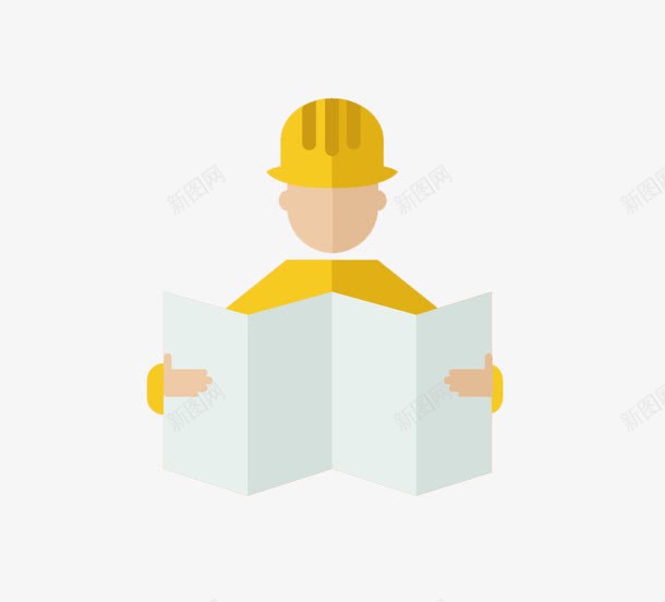 看图纸的建筑工人png免抠素材_新图网 https://ixintu.com 图纸 工人 建筑工人 黄色