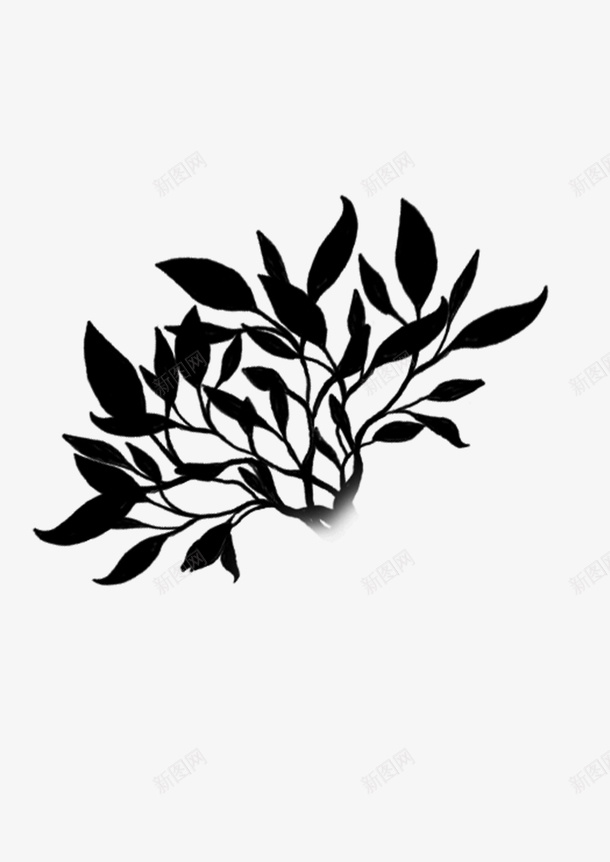 绘画植物叶子黑白png免抠素材_新图网 https://ixintu.com 叶子 绘画植物 黑白