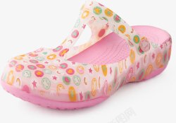 彩色卡通粉色可爱花朵洞洞鞋素材