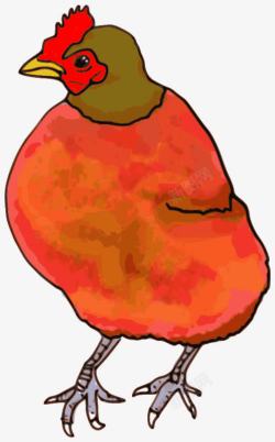 水彩红色的卡通鸡素材
