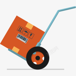 橙色拖车物流拖车装货手推车橙色图标高清图片