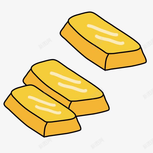 三块金条png免抠素材_新图网 https://ixintu.com 创意 手绘 拟物化 金币 金条 黄色