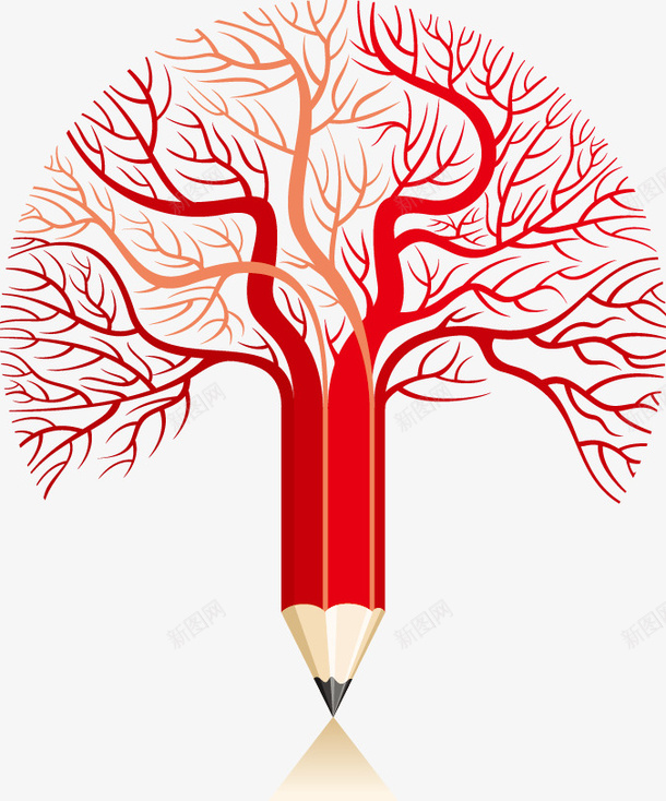 创意红色铅笔树图案png免抠素材_新图网 https://ixintu.com 创意 图案 树 红色 铅笔