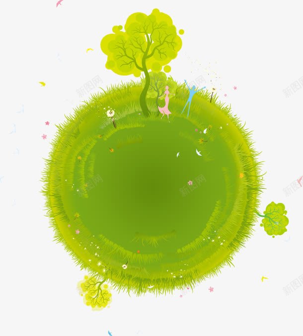 卡通清新绿色环保地球png免抠素材_新图网 https://ixintu.com 卡通 地球 清新 环保 绿色