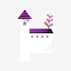 紫色屋顶小房子的紫色屋顶高清图片