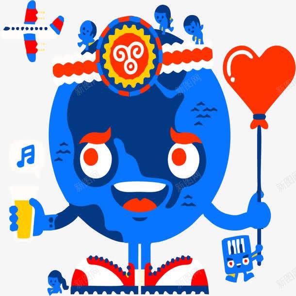 创意拿着气球的小人物png免抠素材_新图网 https://ixintu.com 创意 小人物 气球 蓝色