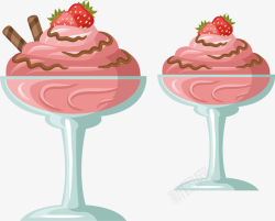 水果巧克力冰淇淋杯矢量图素材