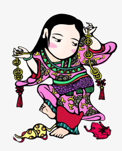 卡通春节年画装饰图案素材
