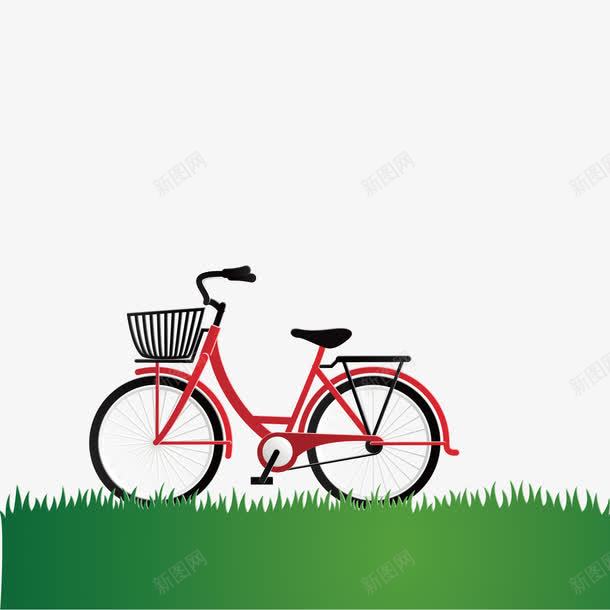 草地上的红色单车png免抠素材_新图网 https://ixintu.com 单车 红色 草地