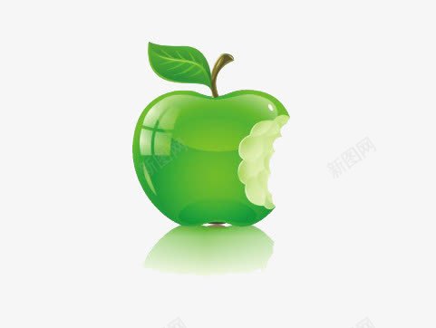 被咬一口的青苹果png免抠素材_新图网 https://ixintu.com 水果 绿色 苹果 食物