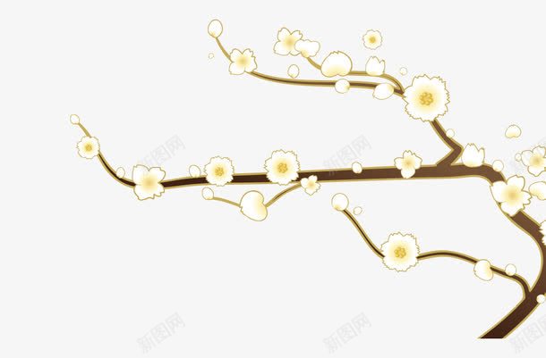 中国风梅花png免抠素材_新图网 https://ixintu.com 中国式 中国风 国画 小花 梅花 毛笔画