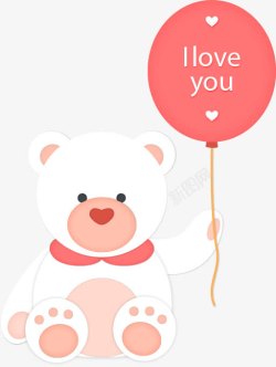 可爱白熊和爱心气球素材