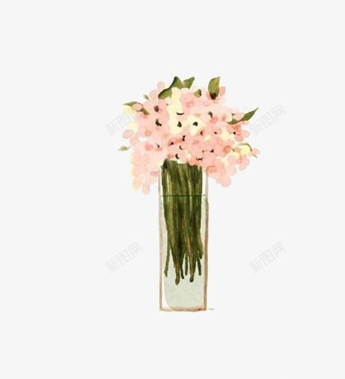 花瓶里的花png免抠素材_新图网 https://ixintu.com 粉色 绿茎 花朵 花瓶