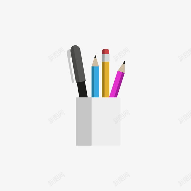 灰色笔筒和笔png免抠素材_新图网 https://ixintu.com 日用 灰色 笔 笔筒