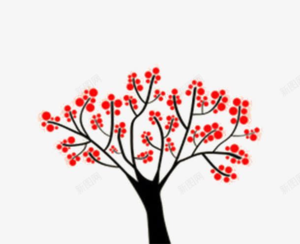 红色梅花树png免抠素材_新图网 https://ixintu.com 梅花树 植物 红色 黑色
