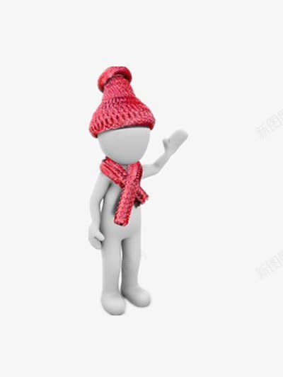 插画png免抠素材_新图网 https://ixintu.com 3D小人 围巾 帽子 温暖 红色