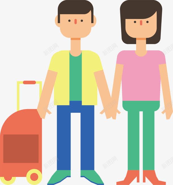 旅游的情侣png免抠素材_新图网 https://ixintu.com 初恋 小情侣 情侣 拉杆箱 旅游
