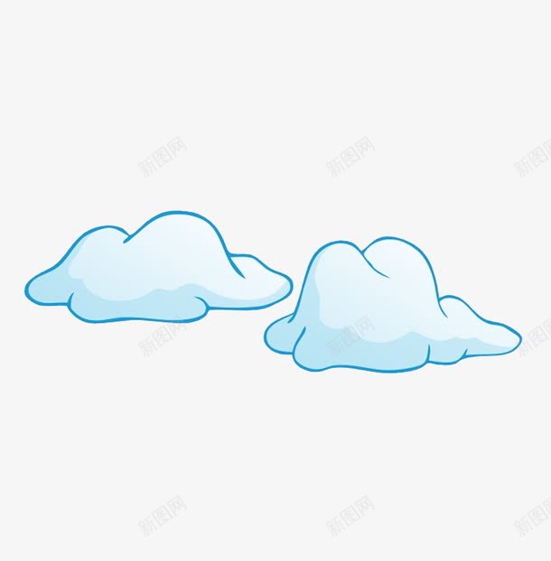 蓝色的云朵png免抠素材_新图网 https://ixintu.com 两朵 云朵 卡通 可爱 手绘 简图 线条 蓝色的
