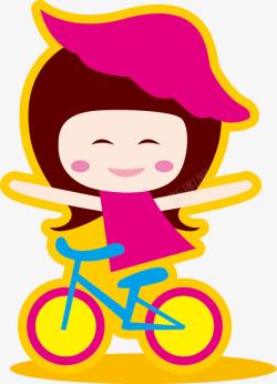 小女孩骑自行车素材