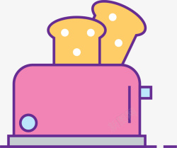 粉色卡通手绘面包机素材