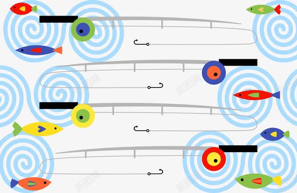 卡通鱼竿png免抠素材_新图网 https://ixintu.com 卡通 钓鱼 鱼竿 鱼钩